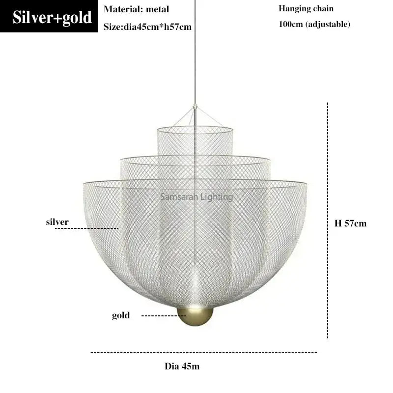 Modern silver geometric iron chandelier dining room pendant light