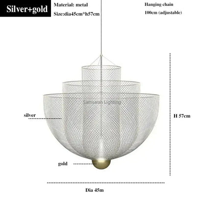 Modern silver geometric iron chandelier dining room pendant light