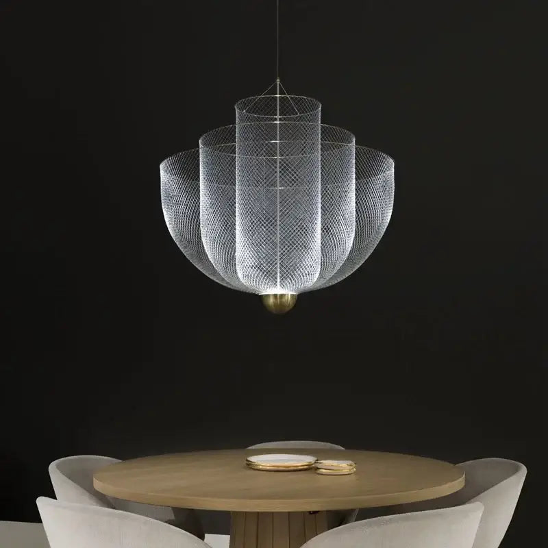 Modern silver geometric iron chandelier dining room pendant light