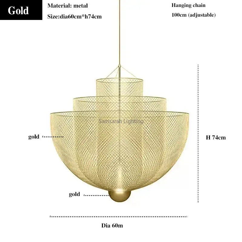 Modern silver geometric iron chandelier dining room pendant light