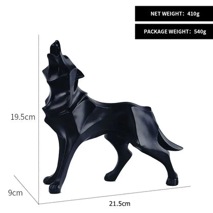 Modern silver geometric wolf statue office abstract decor
