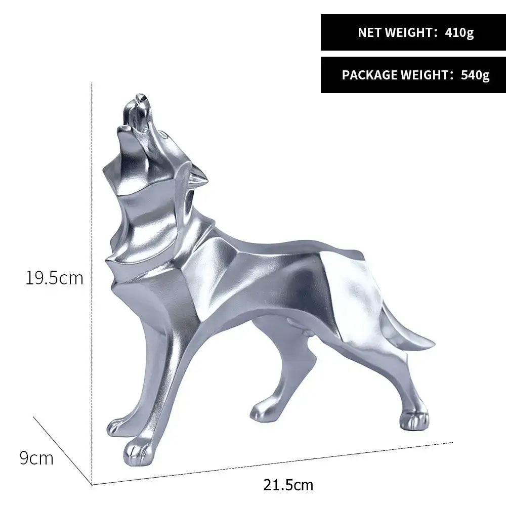 Modern silver geometric wolf statue office abstract decor