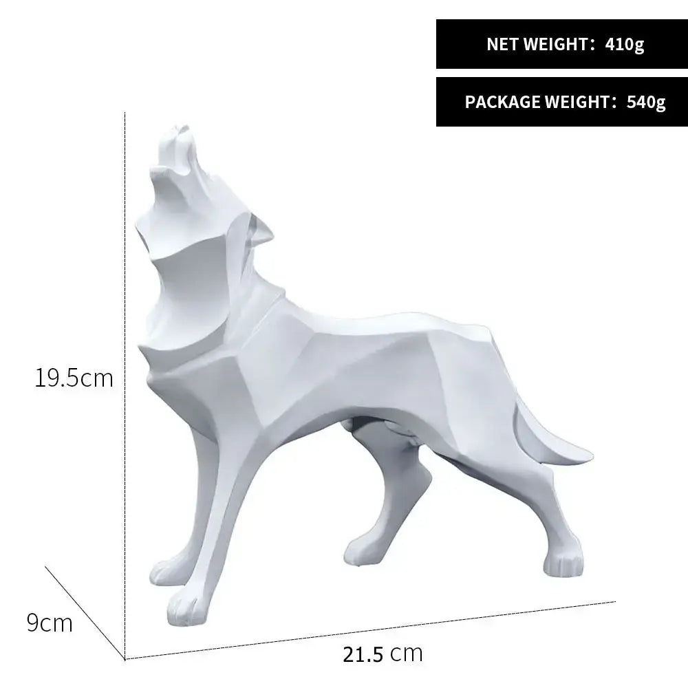 Modern silver geometric wolf statue office abstract decor