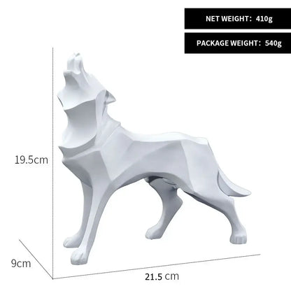 Modern silver geometric wolf statue office abstract decor