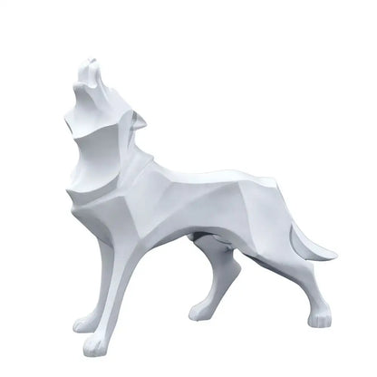 Modern silver geometric wolf statue office abstract decor