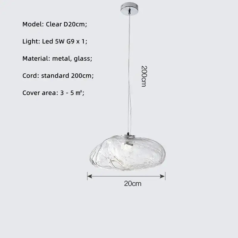 Modern silver glass led chandelier for dining room shell pendant light
