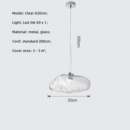 Modern silver glass led chandelier for dining room shell pendant light