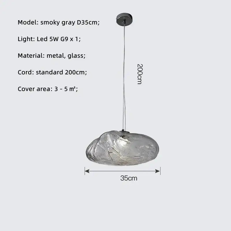 Modern silver glass led chandelier for dining room shell pendant light