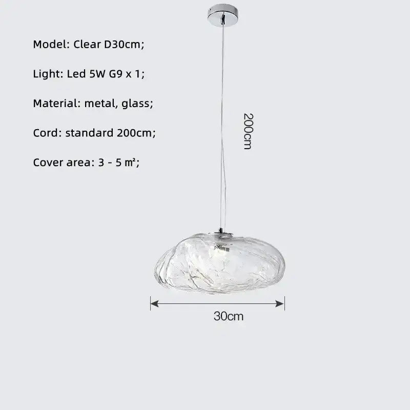 Modern silver glass led chandelier for dining room shell pendant light