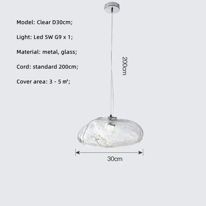 Modern silver glass led chandelier for dining room shell pendant light