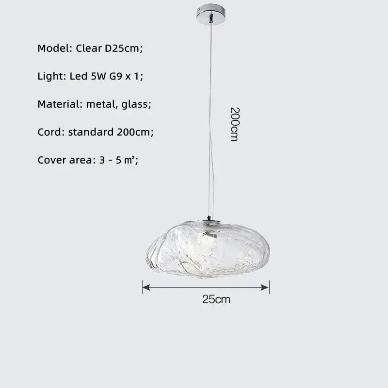 Modern silver glass led chandelier for dining room shell pendant light