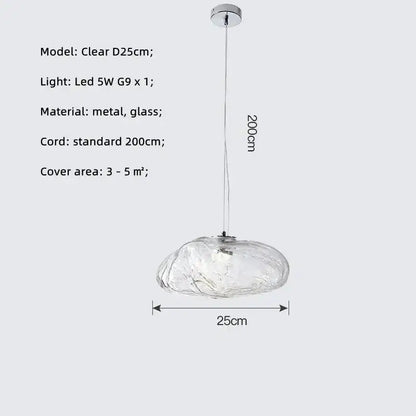 Modern silver glass led chandelier for dining room shell pendant light
