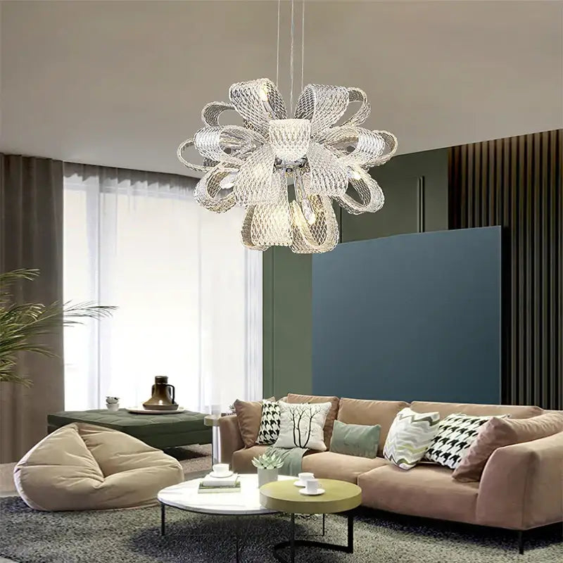 Modern silver glass pinecone led chandelier dining room pendant light