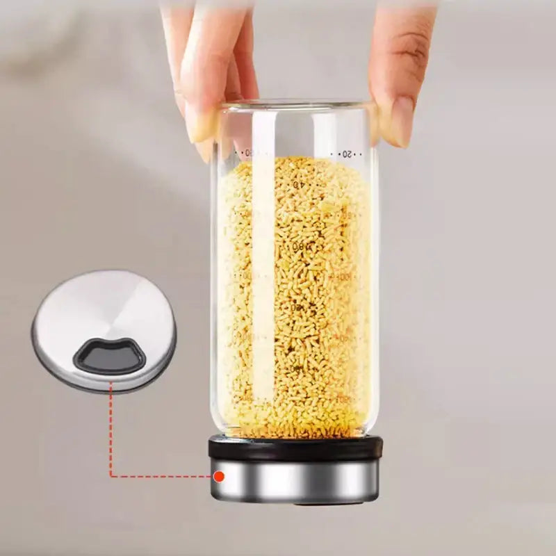 Modern silver glass seasoning jar set kitchen storage with measurements