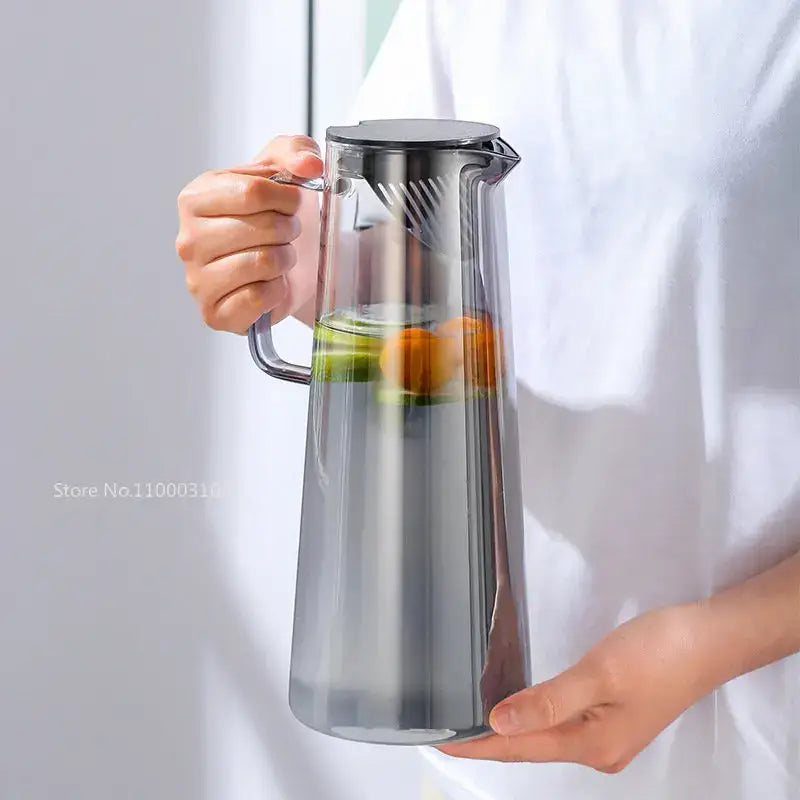 Modern silver glass water pitcher kitchen juice jug with lid