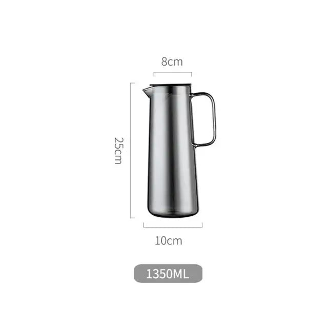Modern silver glass water pitcher kitchen juice jug with lid