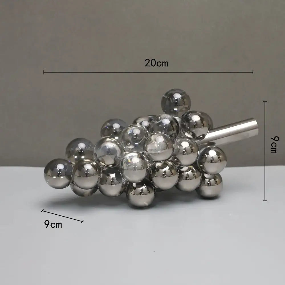Modern silver gold & chrome crystal grape decorative sculpture dining room