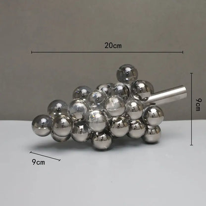 Modern silver gold & chrome crystal grape decorative sculpture dining room