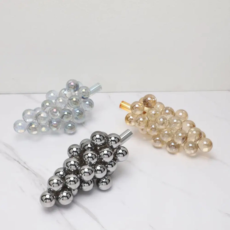 Modern silver gold & chrome crystal grape decorative sculpture dining room