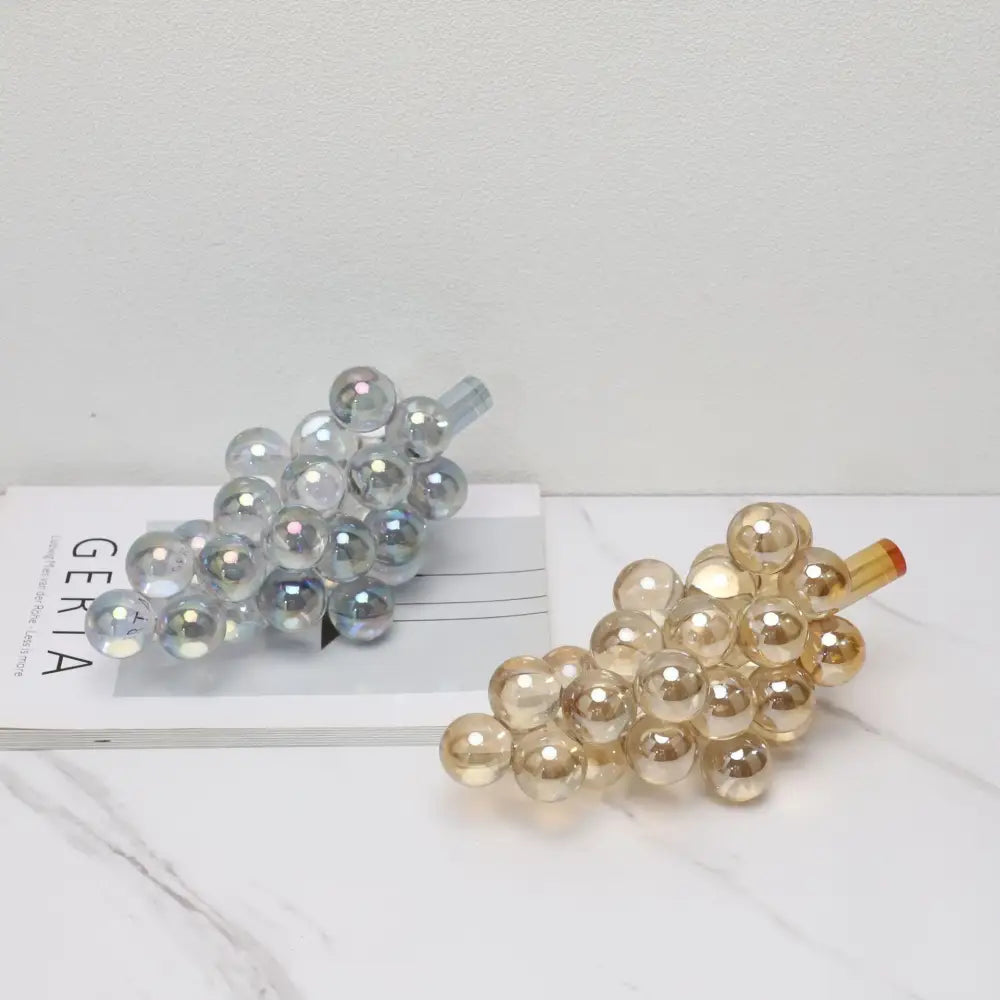 Modern silver gold & chrome crystal grape decorative sculpture dining room