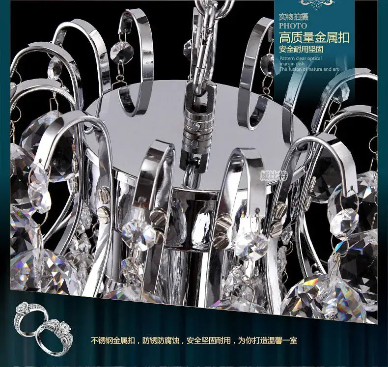 Modern silver & gold crystal chandelier living room pendant light