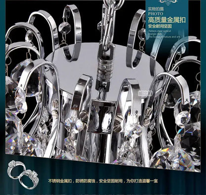 Modern silver & gold crystal chandelier living room pendant light
