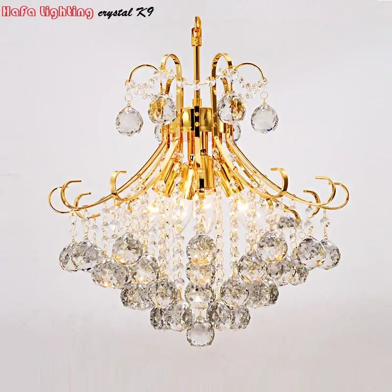 Modern silver & gold crystal chandelier living room pendant light