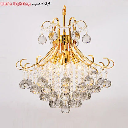 Modern silver & gold crystal chandelier living room pendant light