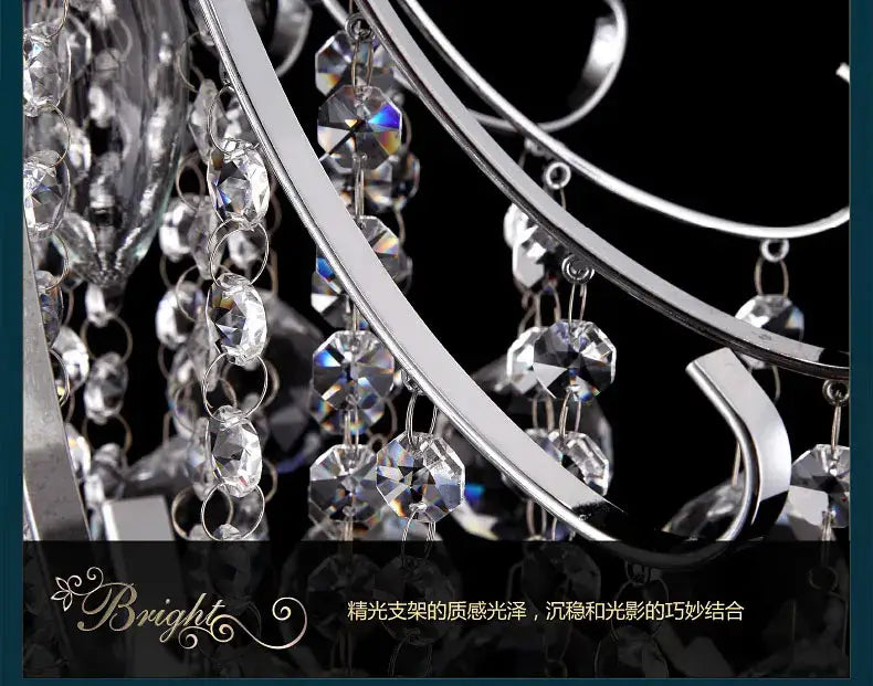 Modern silver & gold crystal chandelier living room pendant light