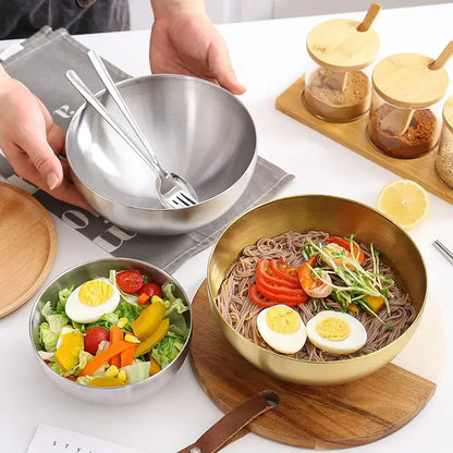 Modern silver & gold stainless steel mixing bowls kitchen set