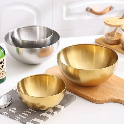 Modern silver & gold stainless steel mixing bowls kitchen set