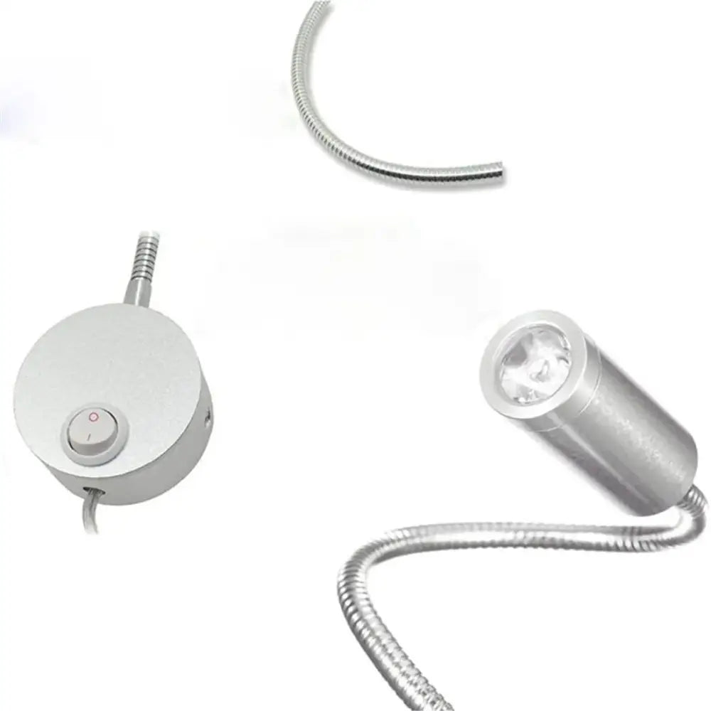 Modern silver gooseneck led wall light reading lamp bedroom 2 pack