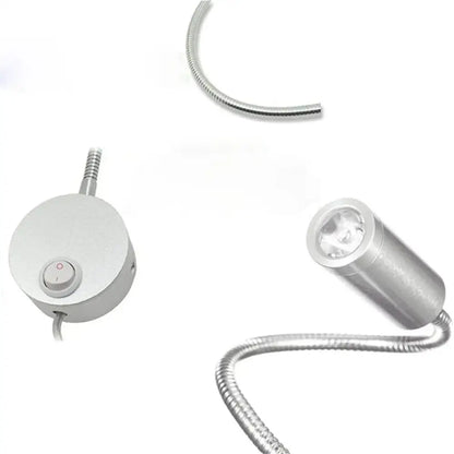 Modern silver gooseneck led wall light reading lamp bedroom 2 pack