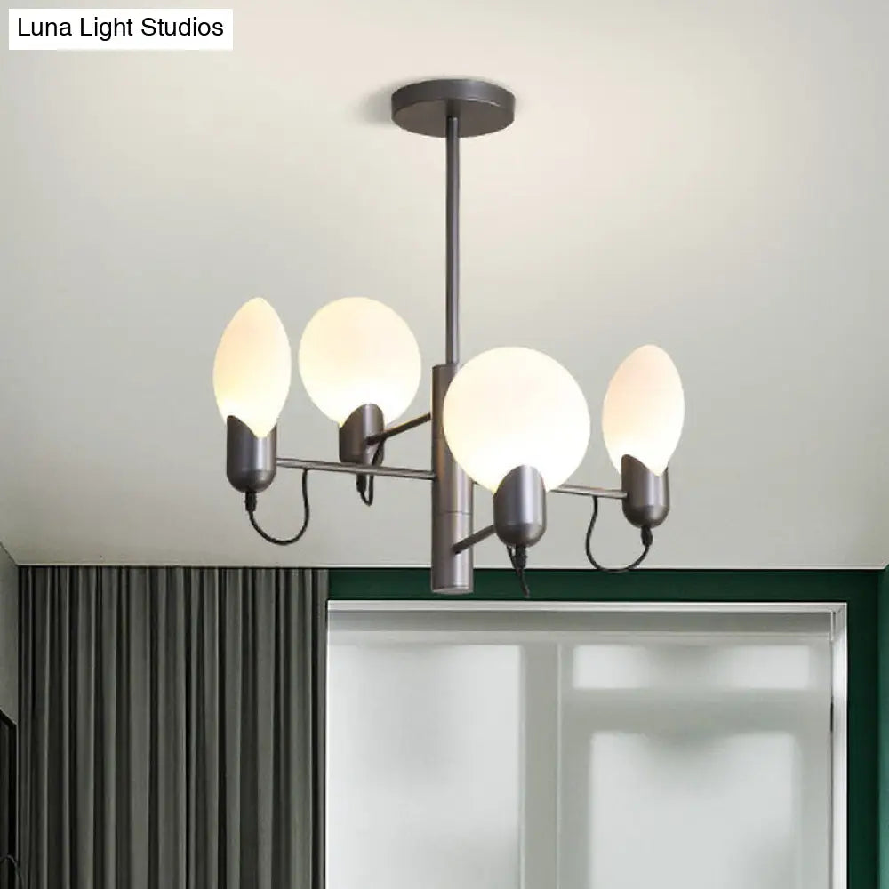 DecorBites™ Modern Silver Gray Oval Semi Flush Mount Ceiling Light with Opal Glass for Bedroom