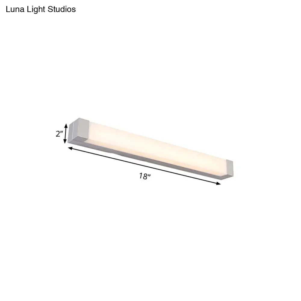 Modern silver led bathroom vanity light with acrylic shade
