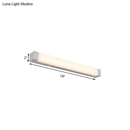Modern silver led bathroom vanity light with acrylic shade