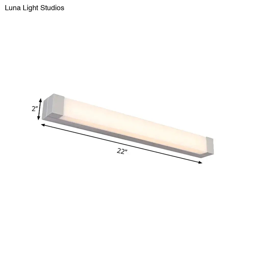 Modern silver led bathroom vanity light with acrylic shade