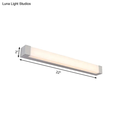 Modern silver led bathroom vanity light with acrylic shade
