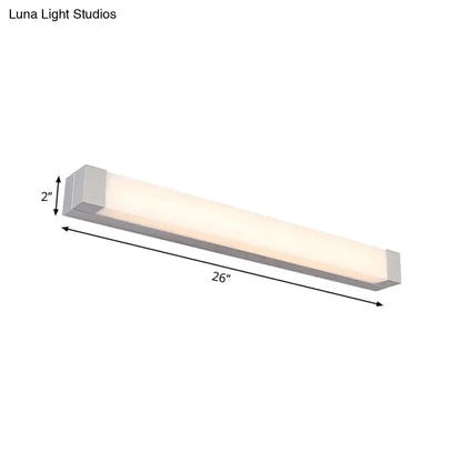 Modern silver led bathroom vanity light with acrylic shade