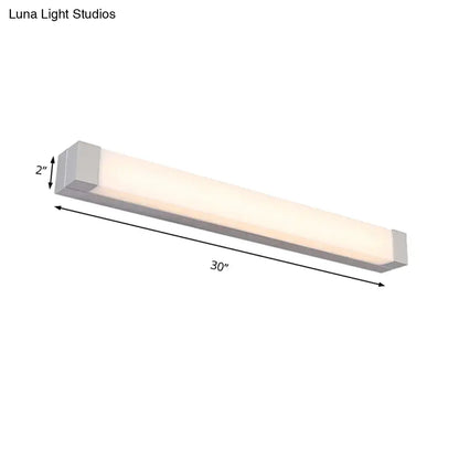 Modern silver led bathroom vanity light with acrylic shade