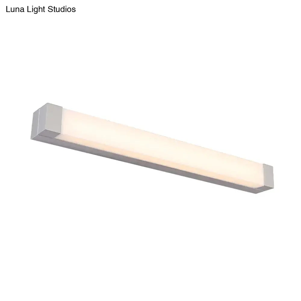 Modern silver led bathroom vanity light with acrylic shade
