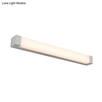 Modern silver led bathroom vanity light with acrylic shade
