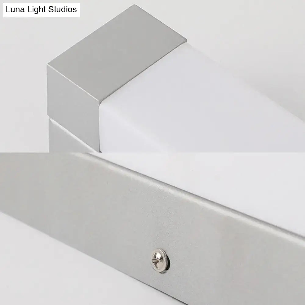 Modern silver led bathroom vanity light with acrylic shade