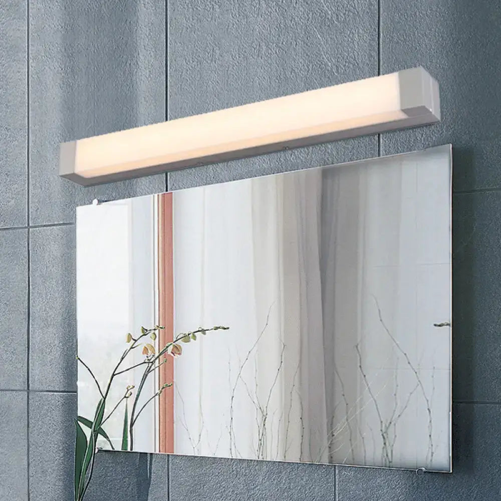 Modern silver led bathroom vanity light with acrylic shade