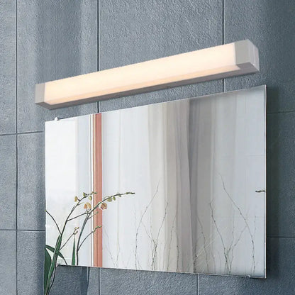 Modern silver led bathroom vanity light with acrylic shade