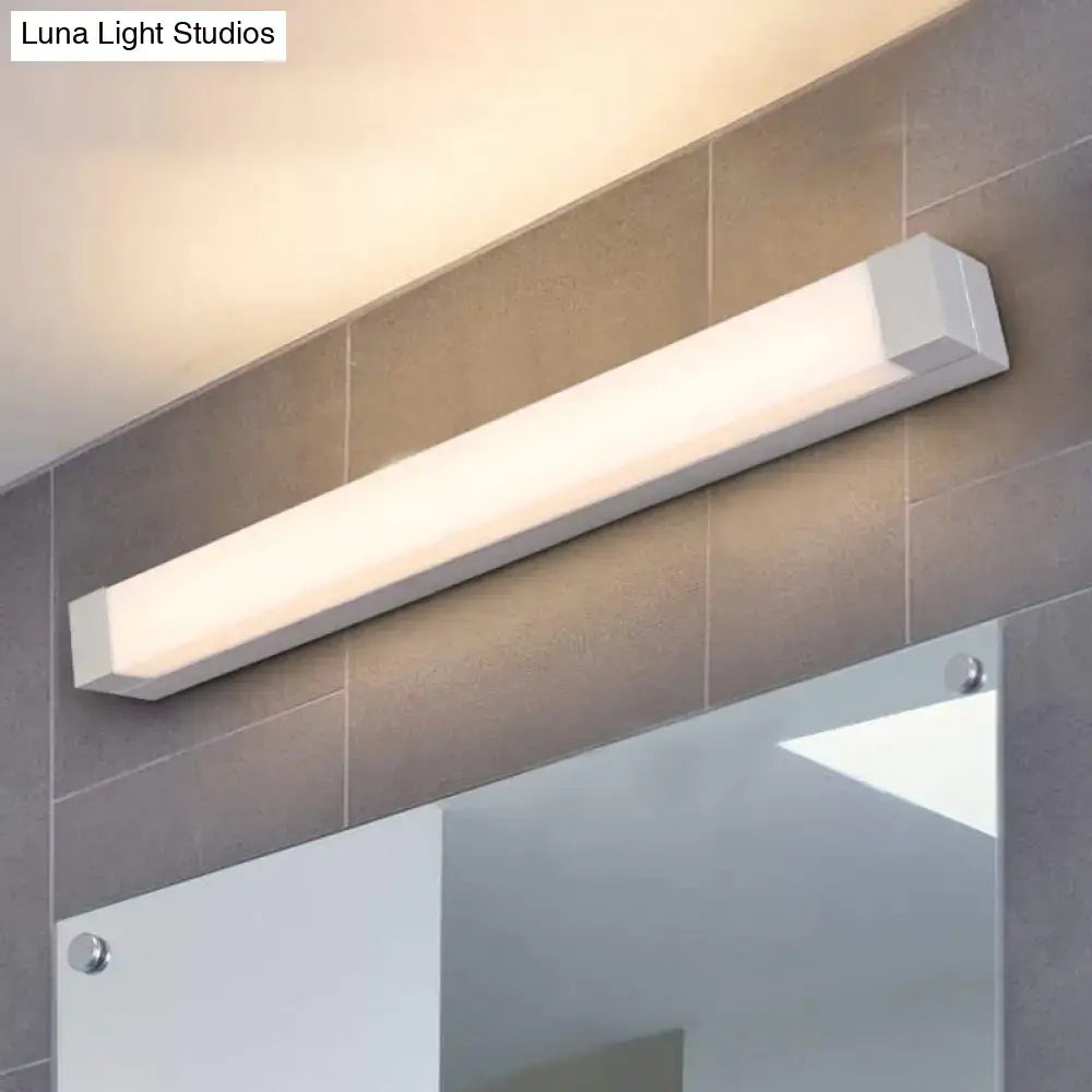 Modern silver led bathroom vanity light with acrylic shade