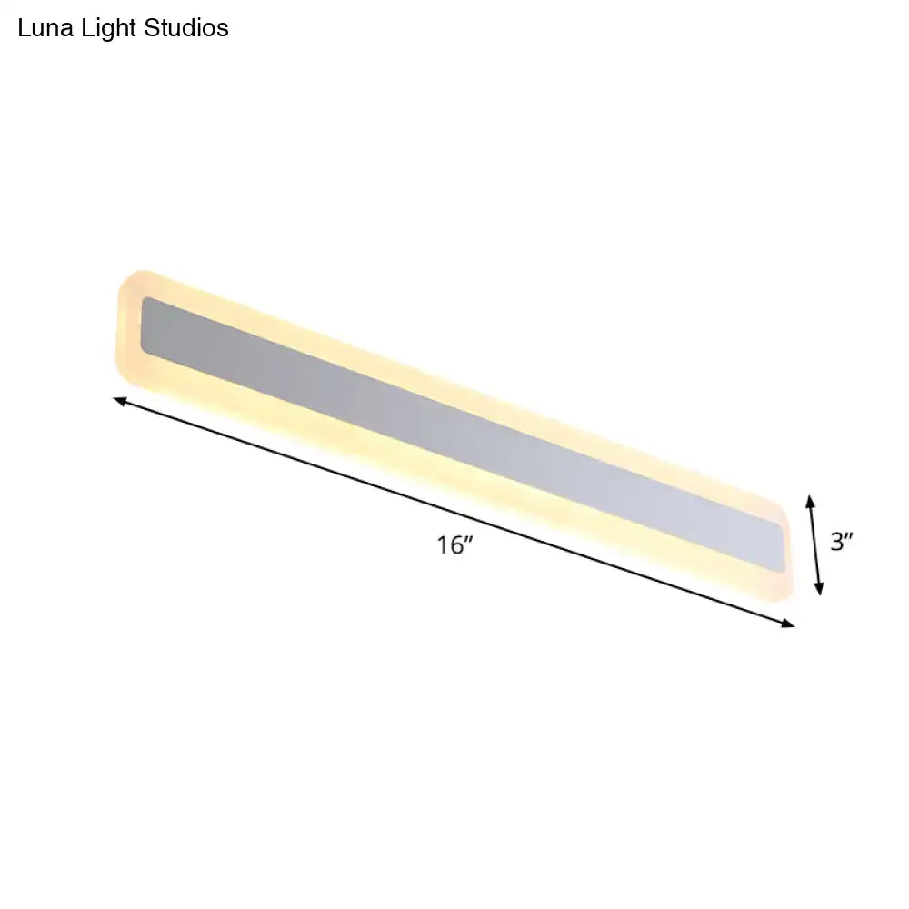 Modern silver led wall light – bathroom elongated metal shade
