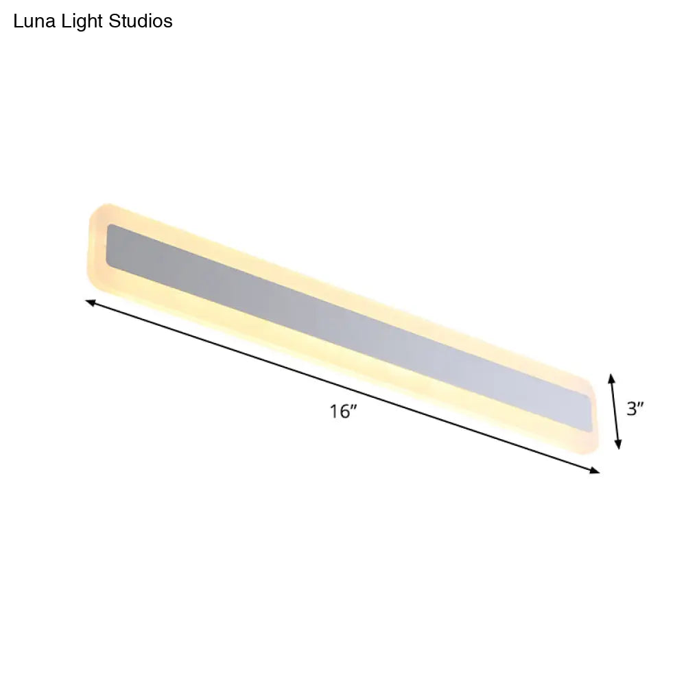 DecorBites™ Modern Silver LED Washbasin Wall Lighting Fixture - 16"/20.5" L, Elongated Metal Shade in Warm/White Light
