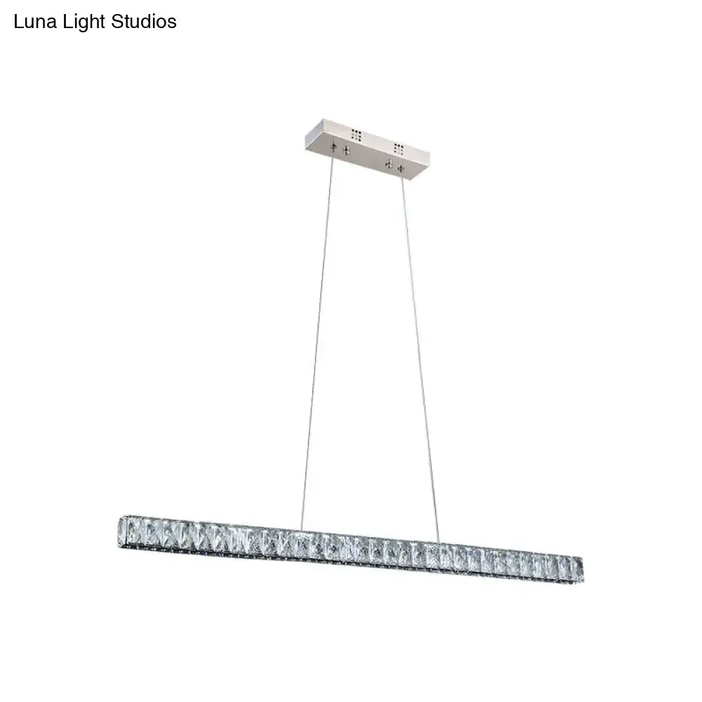 Modern silver linear crystal block island pendant dining room light