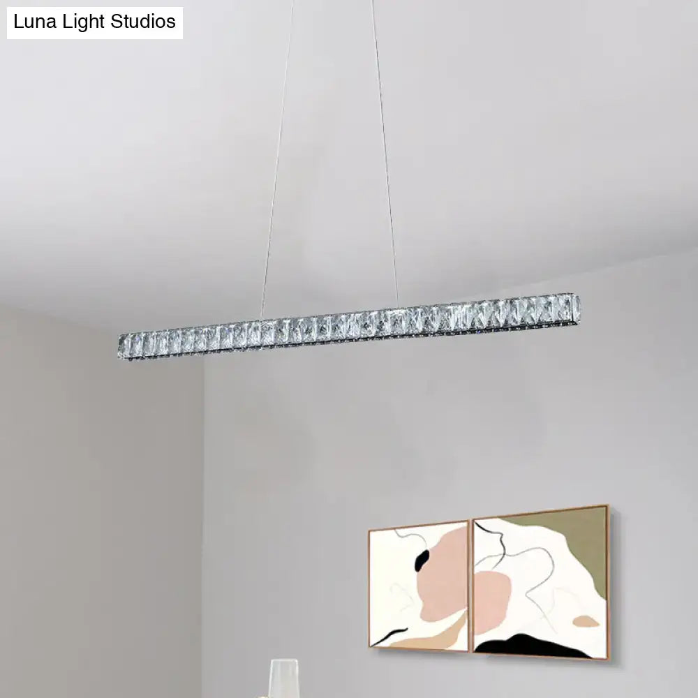 Modern silver linear crystal block island pendant dining room light